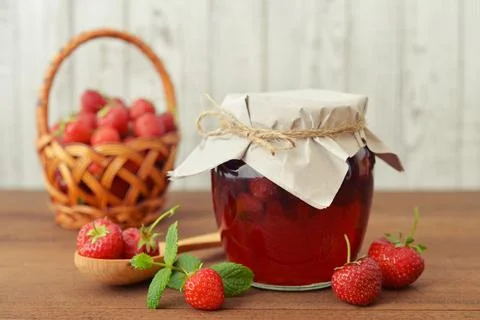 Strawberry jam Stock Photos