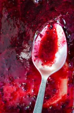 Strawberry Jam with a spoon. Stock Photos