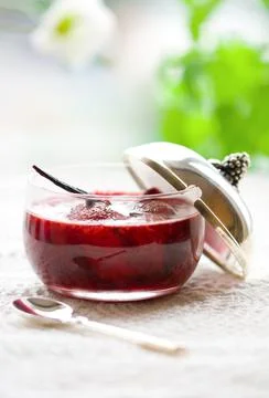 Strawberry  jam with vanilla Stock Photos