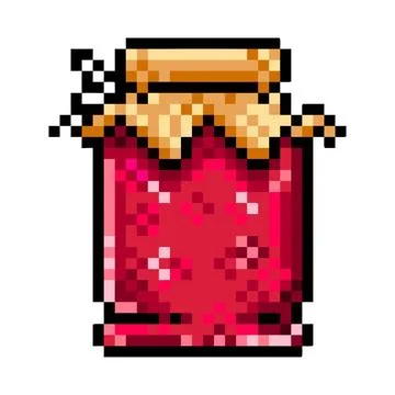 Strawberry jam vector art illustration pixel art. Stock Illustration