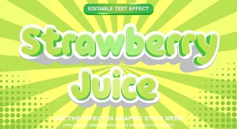 Strawberry juice editable text effect Stock Illustration