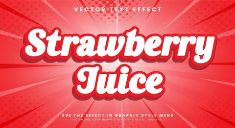 Strawberry juice editable text effect Stock Illustration