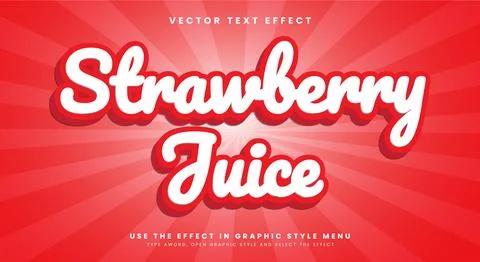 Strawberry juice editable text effect Stock Illustration
