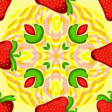 Strawberry kaleidoscope. Seamless vector texture. Vector pattern Stock Illustration