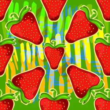 Strawberry kaleidoscope. Seamless vector texture. Vector pattern Stock Illustration