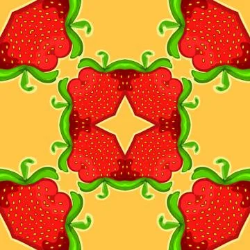 Strawberry kaleidoscope. Seamless vector texture. Vector pattern Stock Illustration