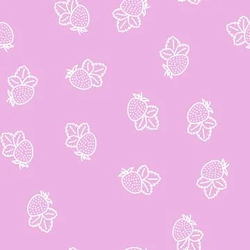 Strawberry with leaf line seamless pattern Stock Illustration