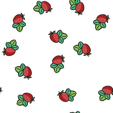 Strawberry with leaf vector seamless pattern Illustrazione stock