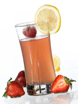 Strawberry Lemonade Falling Stock Photos