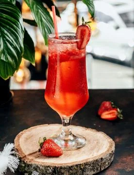 Strawberry lemonade on the table __ Stock Photos