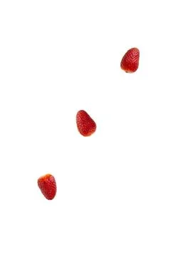 Strawberry levitating in isolation closeup pattern freshness berry natural Foto stock