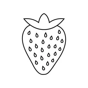 Strawberry Line Art Vector. Coloring book of Healthy Berry Black and White Stock Illustration