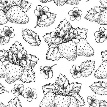 Strawberry line seamless pattern fabric cover tile Stock Illustration
