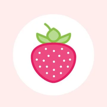Strawberry linear icon on white Stock Illustration
