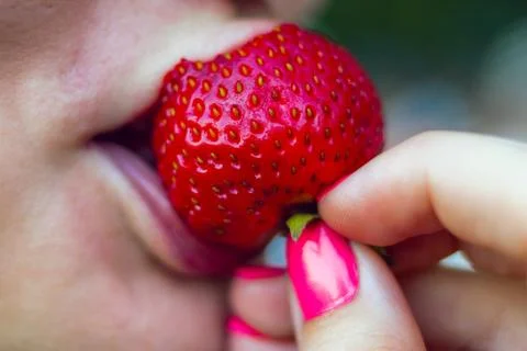 Strawberry lips Stock Photos