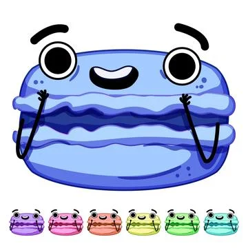 Strawberry macaron character cartoon vector graphic Stock Illustration