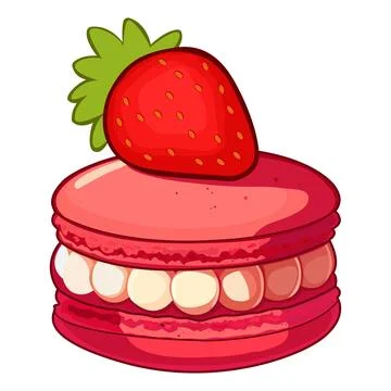 Strawberry macaron illustration Stock Illustration