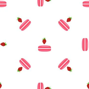Strawberry macaroon pattern seamless vector Illustrazione stock