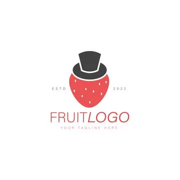 Strawberry with magic hat logo design illustration icon Stock Illustration