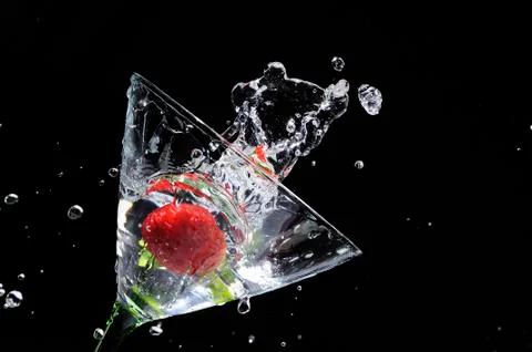 Strawberry martini splash Stock Photos