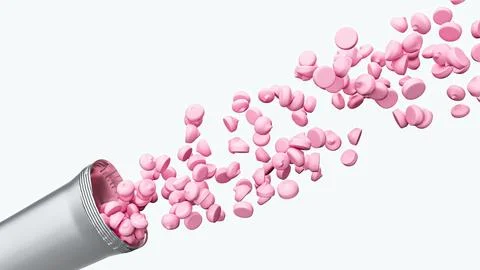 Strawberry milk chips spilling out from snack wrapper pack in 3d illustrati.. Stock Illustration