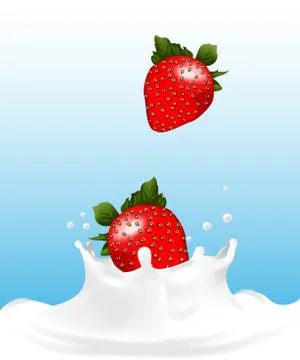 Strawberry milk splash Stock Illustration