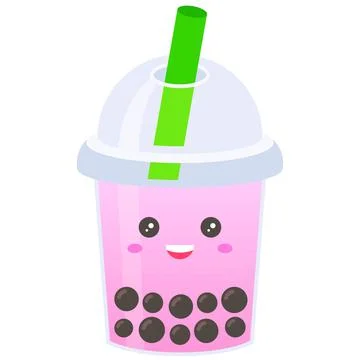 Strawberry milk tea, Bubble tea vector illustration Stock Illustration