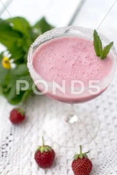 Strawberry milkshake Stock Photos