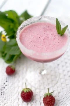 Strawberry milkshake Stock Photos