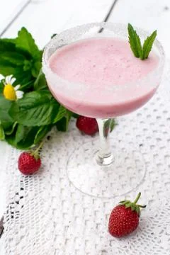 Strawberry milkshake Stock Photos