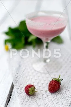 Strawberry milkshake Stock Photos