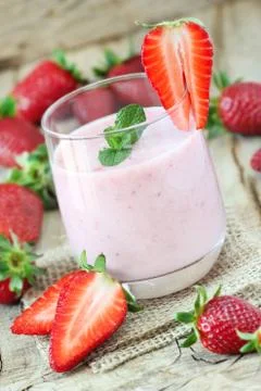 Strawberry milkshake Stock Photos