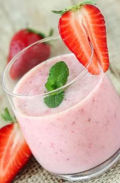 Strawberry milkshake Stock Photos