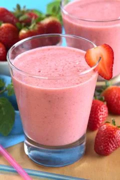 Strawberry milkshake Stock Photos