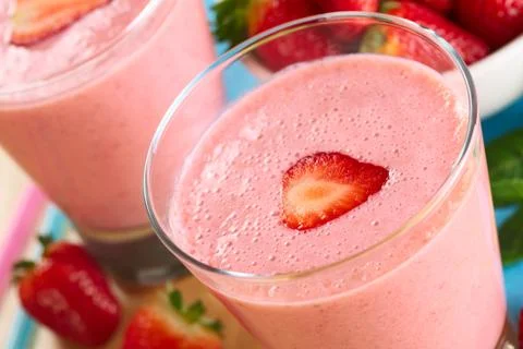 Strawberry milkshake Stock Photos