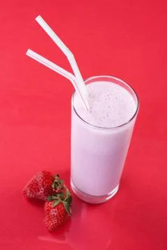 Strawberry milkshake Stock Photos