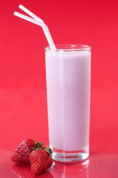 Strawberry milkshake Stock Photos