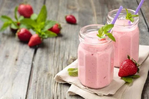 Strawberry milkshake. Stock Photos