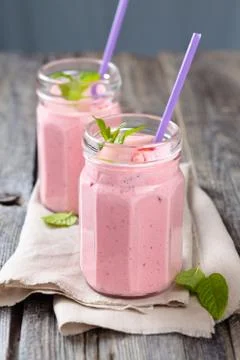 Strawberry milkshake. Stock Photos