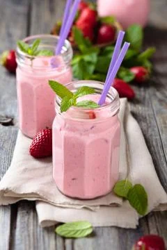 Strawberry milkshake. Stock Photos