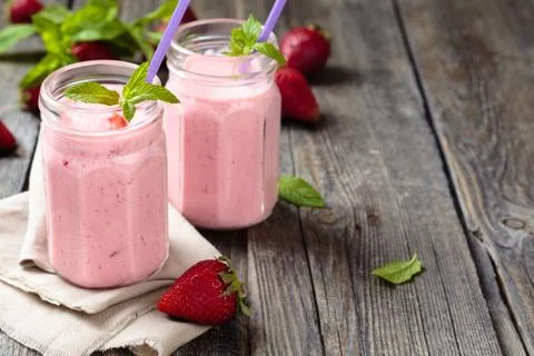 Strawberry milkshake. Stock Photos