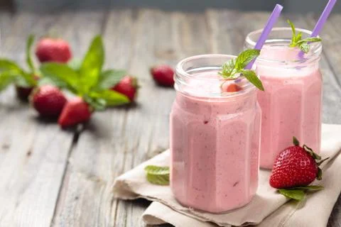 Strawberry milkshake. Stock Photos
