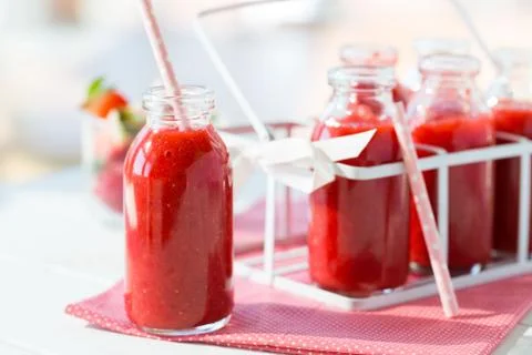 Strawberry milkshake Stock Photos