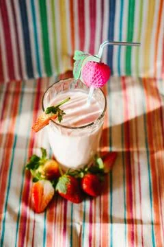 Strawberry milkshake Stock Photos