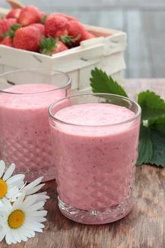 Strawberry milkshake Stock Photos