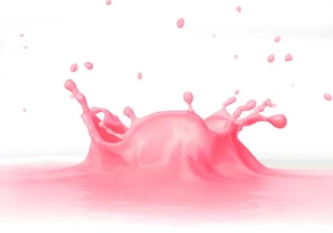 Strawberry Milkshake splash close up, viewed from a side. Stock Illustration