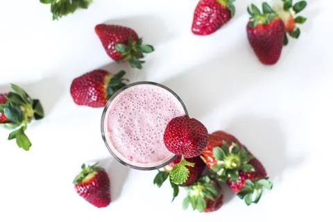 Strawberry mint milkshake Stock Photos