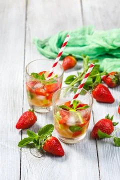 Strawberry Mojito with Lime Stock Photos