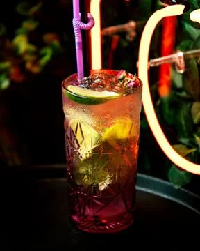 Strawberry mojito on the table Stock Photos