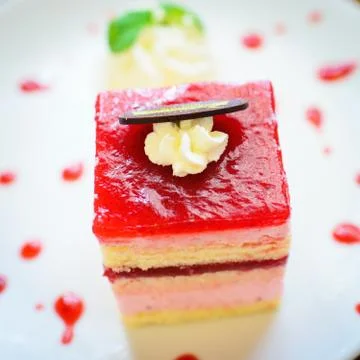Strawberry  mousse cake Stock Photos
